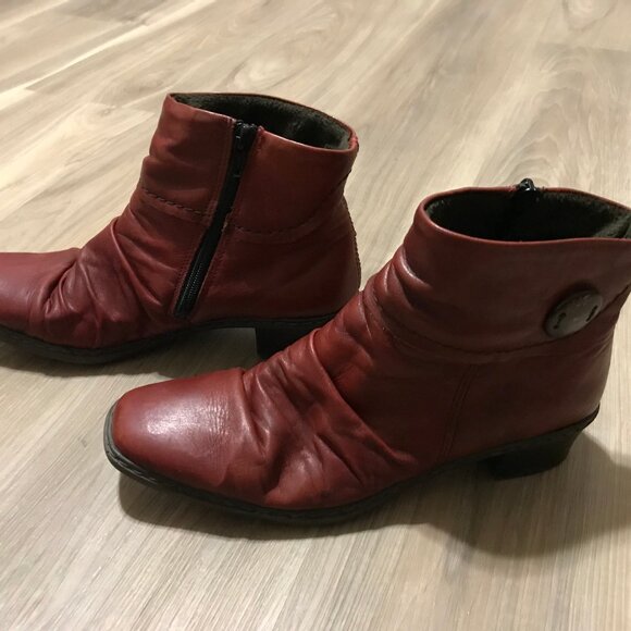 Rieker Ladies Burgundy Ankle Boots Size 40 - Picture 2 of 5